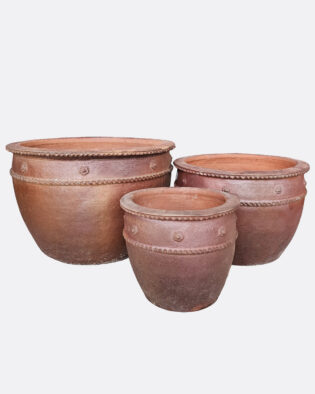 BR-26- Apricot pot rustic set of 3